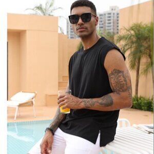 Men's Workout Muscle Shirt Sleeveless Black XXL, Rela Bota